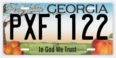 GA license plate PXF1122