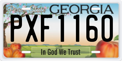 GA license plate PXF1160