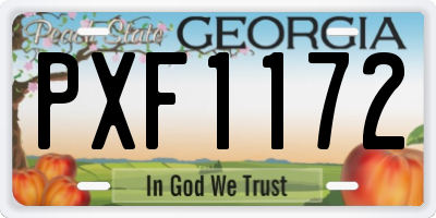 GA license plate PXF1172