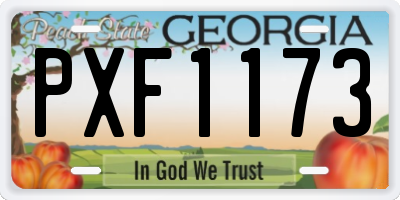 GA license plate PXF1173
