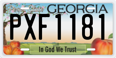 GA license plate PXF1181