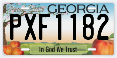 GA license plate PXF1182