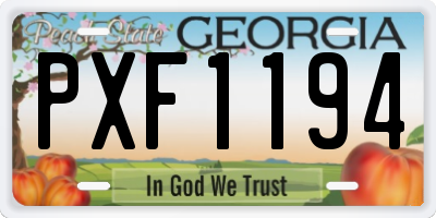 GA license plate PXF1194
