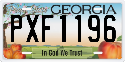GA license plate PXF1196