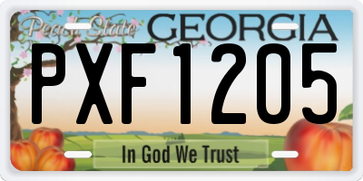 GA license plate PXF1205