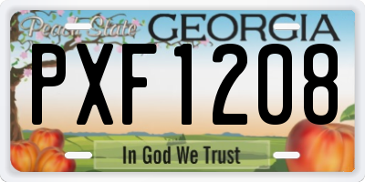 GA license plate PXF1208