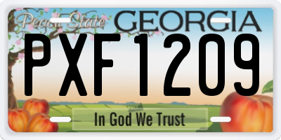 GA license plate PXF1209
