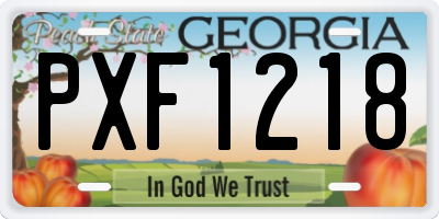GA license plate PXF1218