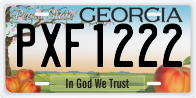GA license plate PXF1222