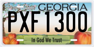 GA license plate PXF1300