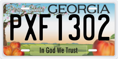 GA license plate PXF1302