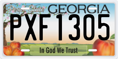 GA license plate PXF1305