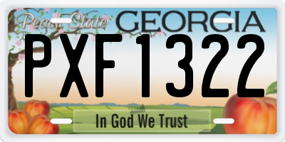 GA license plate PXF1322