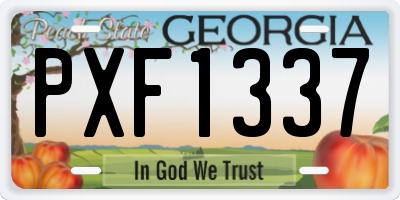 GA license plate PXF1337
