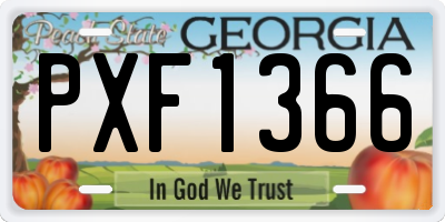 GA license plate PXF1366