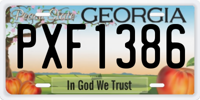 GA license plate PXF1386