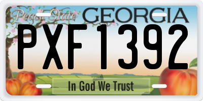 GA license plate PXF1392