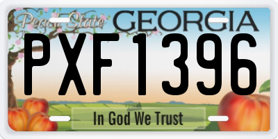 GA license plate PXF1396
