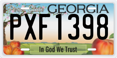 GA license plate PXF1398