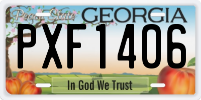 GA license plate PXF1406