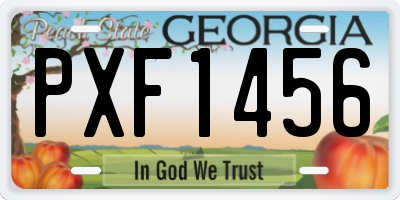 GA license plate PXF1456