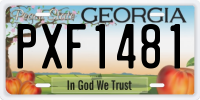 GA license plate PXF1481