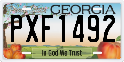 GA license plate PXF1492