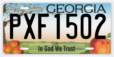GA license plate PXF1502