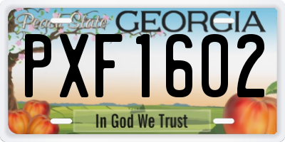 GA license plate PXF1602