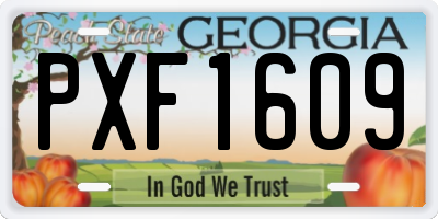 GA license plate PXF1609