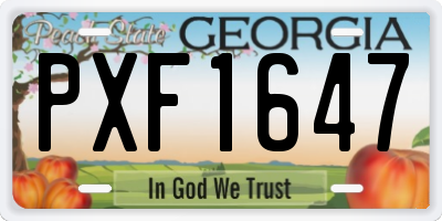 GA license plate PXF1647