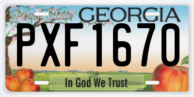 GA license plate PXF1670