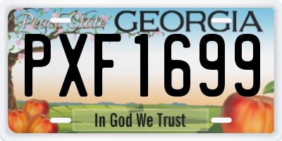 GA license plate PXF1699