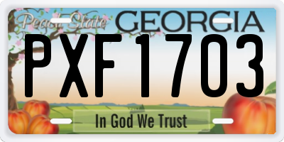 GA license plate PXF1703