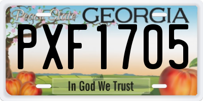 GA license plate PXF1705