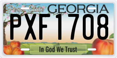 GA license plate PXF1708