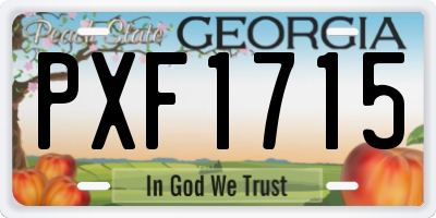 GA license plate PXF1715