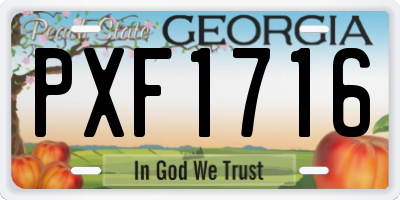 GA license plate PXF1716