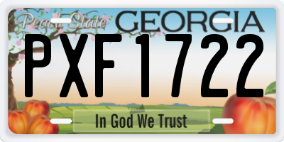 GA license plate PXF1722