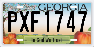 GA license plate PXF1747