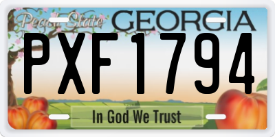 GA license plate PXF1794