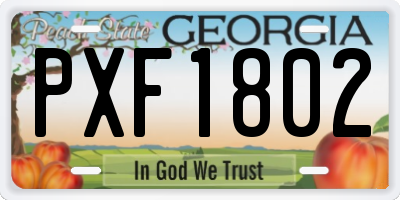 GA license plate PXF1802
