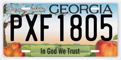 GA license plate PXF1805