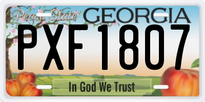 GA license plate PXF1807