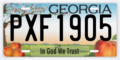 GA license plate PXF1905