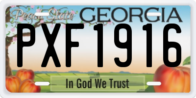 GA license plate PXF1916