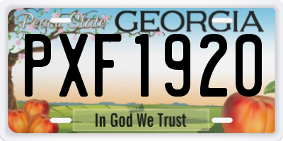GA license plate PXF1920