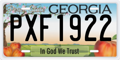 GA license plate PXF1922