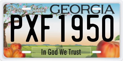 GA license plate PXF1950