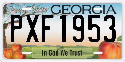 GA license plate PXF1953